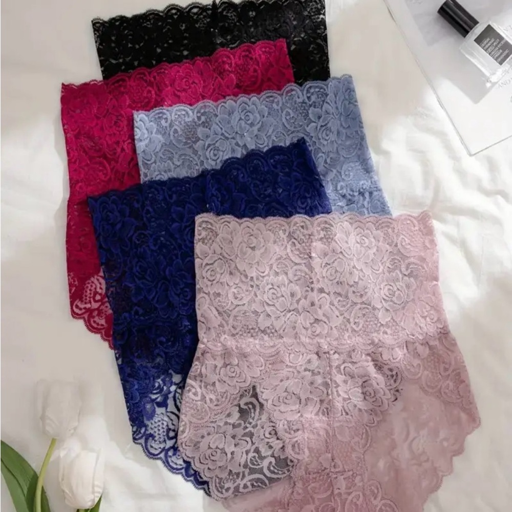Elegant Lace Panty Set - Black, Red, Blue, Gray, Pink
